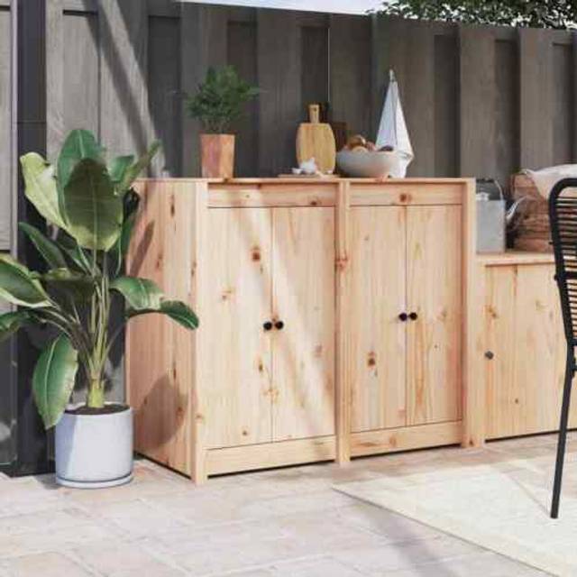 vidaXL Outdoor Kitchen Cabinet Solid Wood Pine - Brown