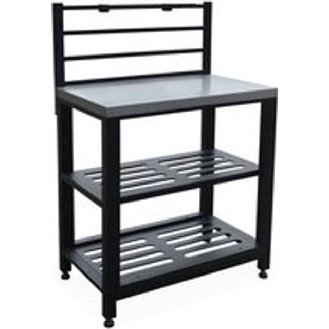 Sweeek - 2-shelf steel outdoor kitchen, Grimaud, Black, 48x80x124 cm