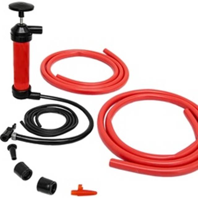 Eyepower - Multifunctional Hand Pump Inflate bicycles balls airbeds Suction pump for fuel liquids fluids air universal in red