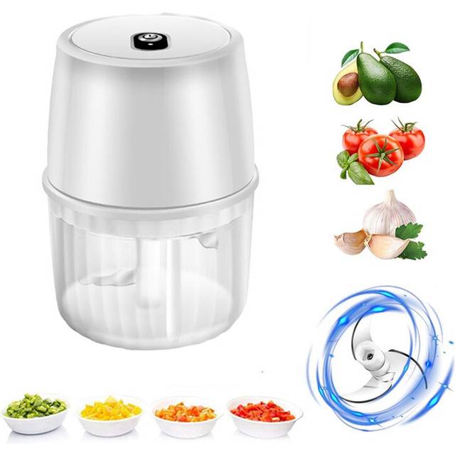 USB Electric Garlic Chopper 250ML Portable Wireless Food Chopper, Small Food Processor For Chopping Garlic Ginger white