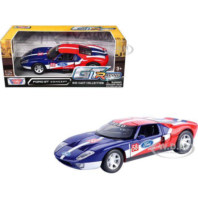 Ford GT Concept 58 Blue and Red with White Stripes &#34;GT Racing&#34; Series 1/24 Diecast Model Car by Motormax
