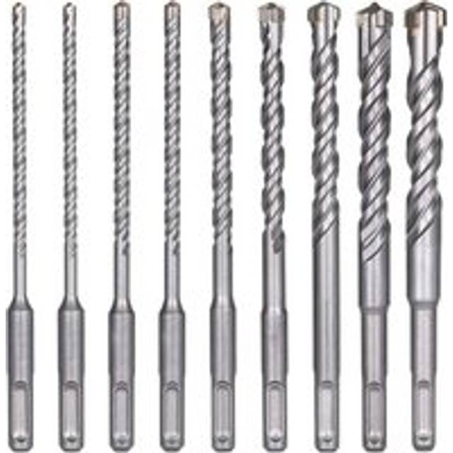Concrete Drill Bits, 9 Pieces (5mm 16 x 160mm), SDS-Plus Electric Hammer Drill Bit for Impact Drill, Cross Drill Bits for Brick, Stone, Natural, Metal