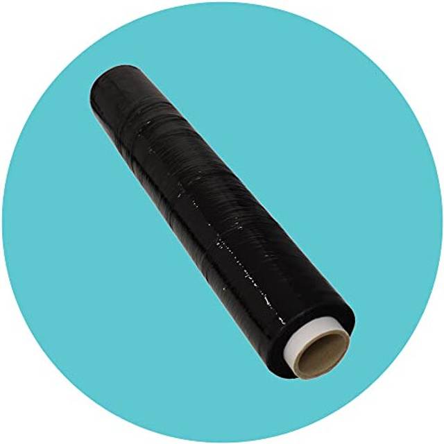 1 Roll x 400mm Black Pallet Stretch Wrap | Standard Core, 17mu Thick, Industrial Strength | Shrink Wrap, Cling Film, Plastic Wrap | Packaging for