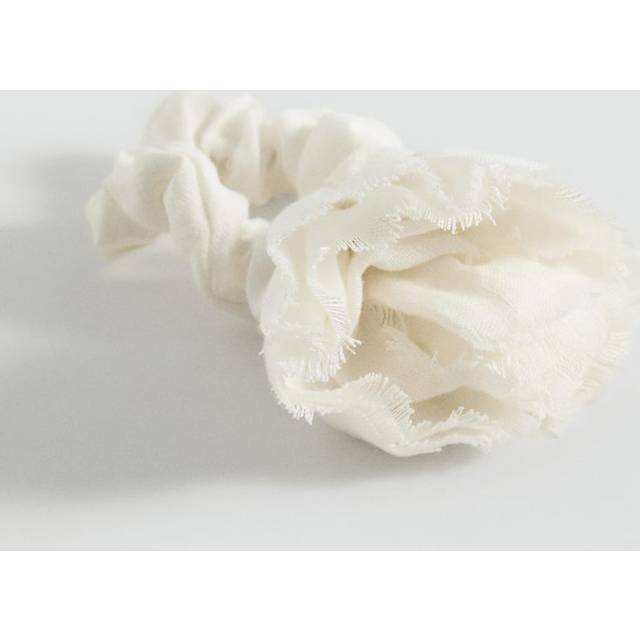 Mango Rosalina Linen Corsage Scrunchie, Cream