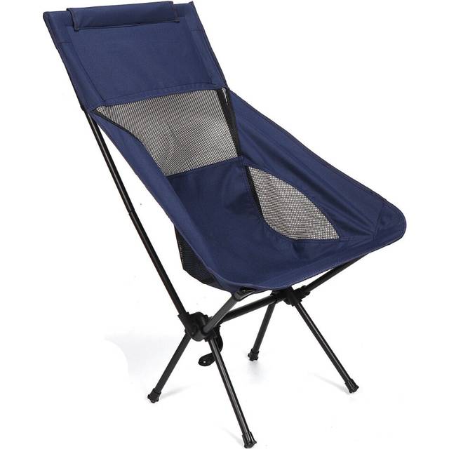 (Black) Folding Moon Chair Lightweight Fishing Stool Camping BBQ Seat Outdoor Travel Max Load 265lbs