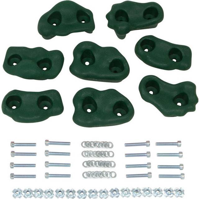 Swing Set Stuff Small Textured Rock Holds Green with SSS Logo Sticker Set of 8