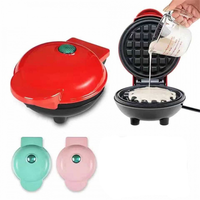 Electric Nonstick Mini Waffle-Maker, Compact Design,Green US Plug