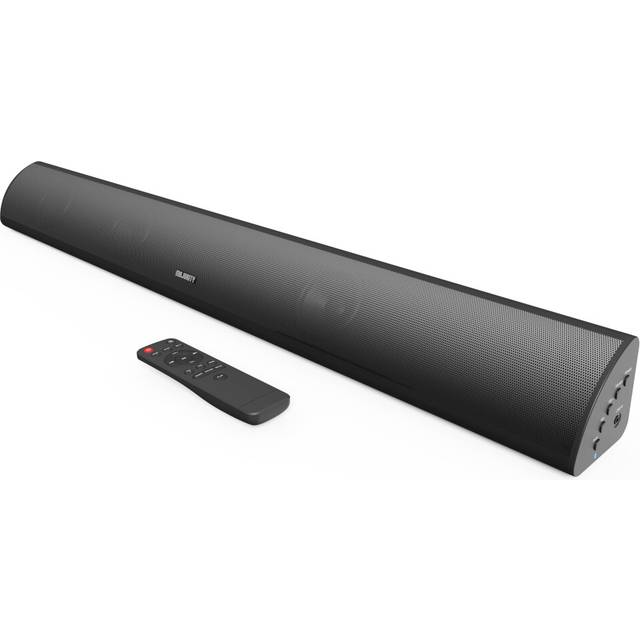 MAJORITY Bluetooth Sound Bar for TV | Built-in Subwoofer | 120 Watts 2.1 Channel Sound | RCA, Optical, and AUX Connection | Wall Mountable | Remote