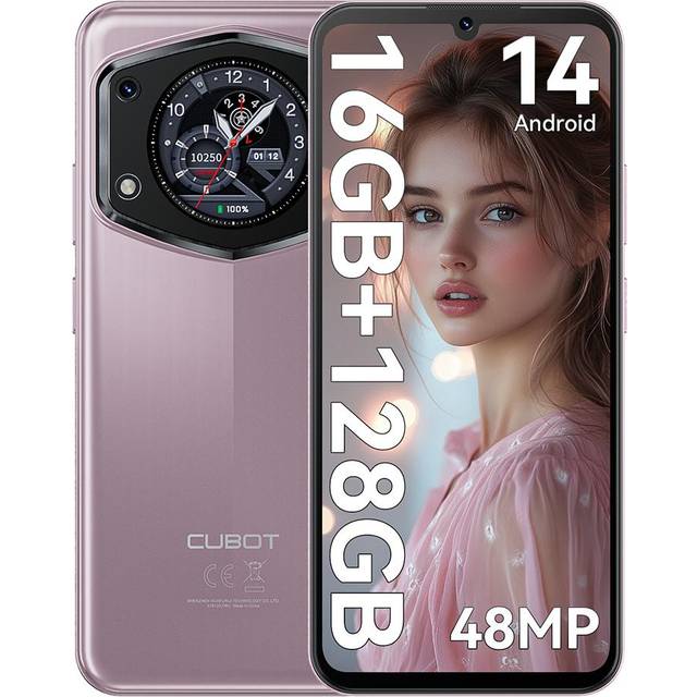 Cubot A30, Android 14 Smartphone , 6GB RAM+128GB ROM, 90Hz 6.745-inch Display, 5100mAh Battery, 48MP Camera, Face ID 6GB+128GB pink