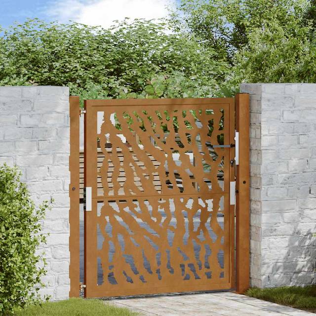 vidaXL Garden Gate 105x105 cm Weathering Steel Trace Design - Brown