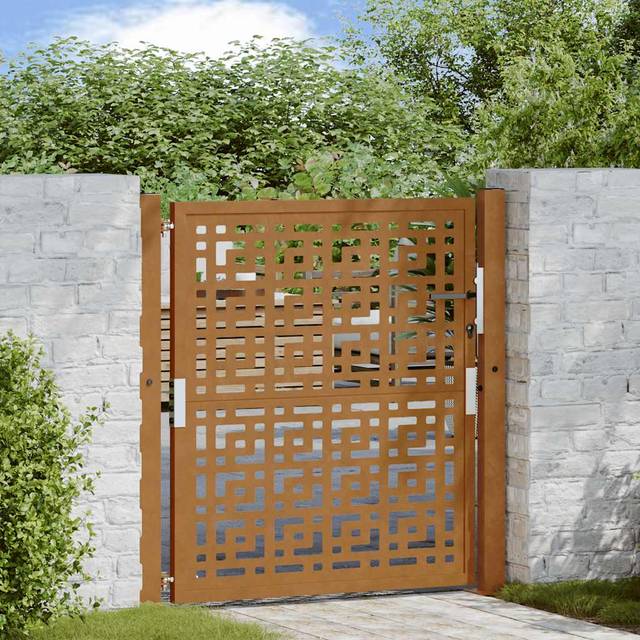 vidaXL Garden Gate 105x105 cm Weathering Steel Cross Design - Brown