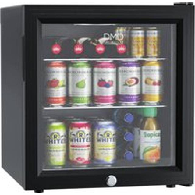 50L Glass Mini Fridge with LED Light, Lock and Key - Black - One Size