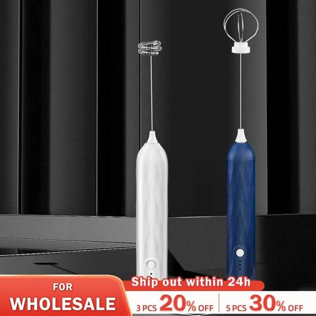 Electric Egg Beater 3 Speeds Milk Frother Portable USB Mixer Hand Held Coffee Whisk Household Kitchen Gadgets Foamer black