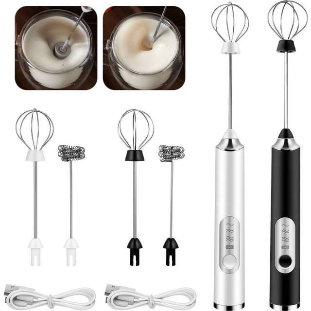 Rechargeable Electric Milk Coffee Frother Whisk Egg Beater Handheld Frappe Mixer