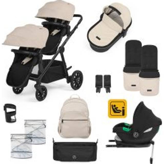 Ickle Bubba Virgo Growing Family 14 Piece Travel System with Cirrus i-Size Car Seat & Isofix Base - Black/Stone/Tan