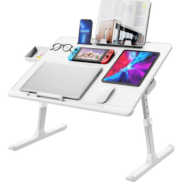 Laptop Bed Tray Table  SAIJI Adjustable Bed Desk for Laptop  Foldable Laptop Stand with Storage Drawer for Eating  Working  Writing  Gaming  Drawing (