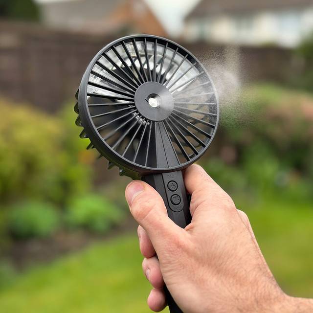 BeCool Rechargeable Handheld Mist Fan Black