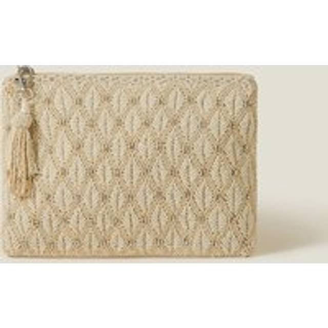 Womens Bridal Embellished Zip Clutch Bag - White - One Size