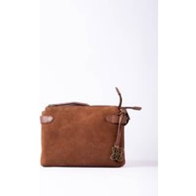 Bridge Leather Twin Pouch Cross Body Bag in Tan