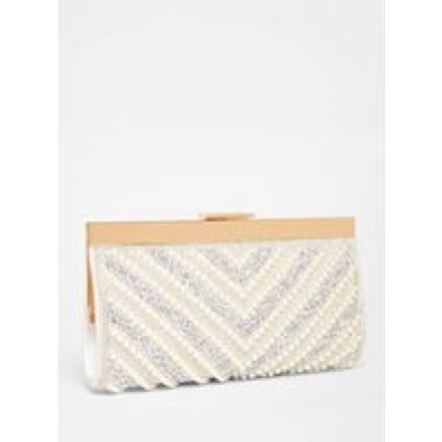 Womens White Bridal Embellished Clutch Bag - One Size