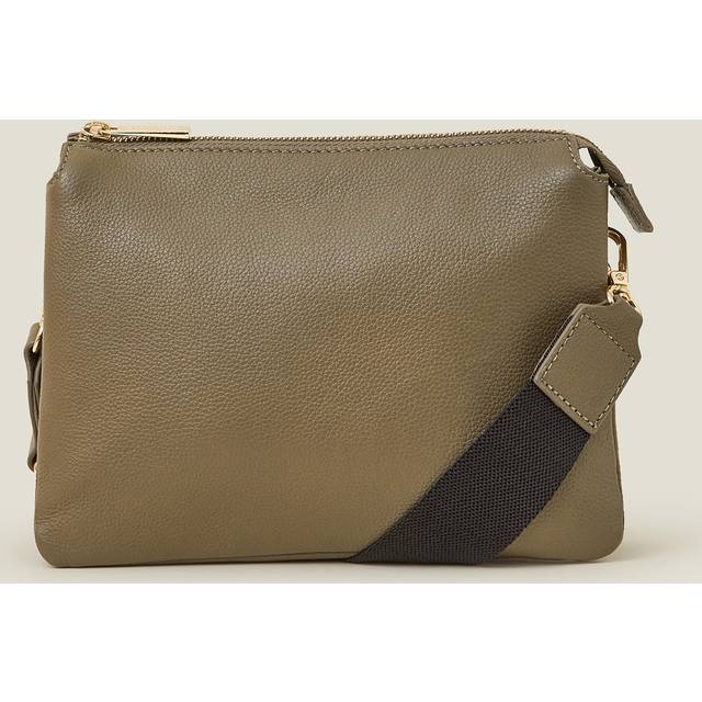 Khaki Double Pouch Leather Cross-body Bag - Accessorize - One Size