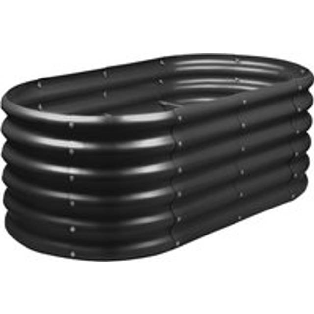 Harbour Housewares Rounded Raised Garden Bed - 120cm x 60cm x 45cm - Anthracite, Black