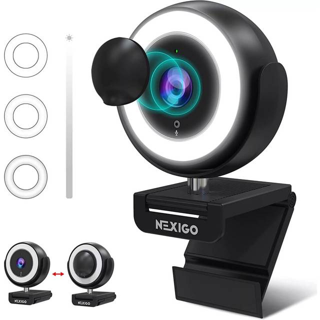 NexiGo N660E 1080P Webcam with Ring Light and Software Control, Web Camera