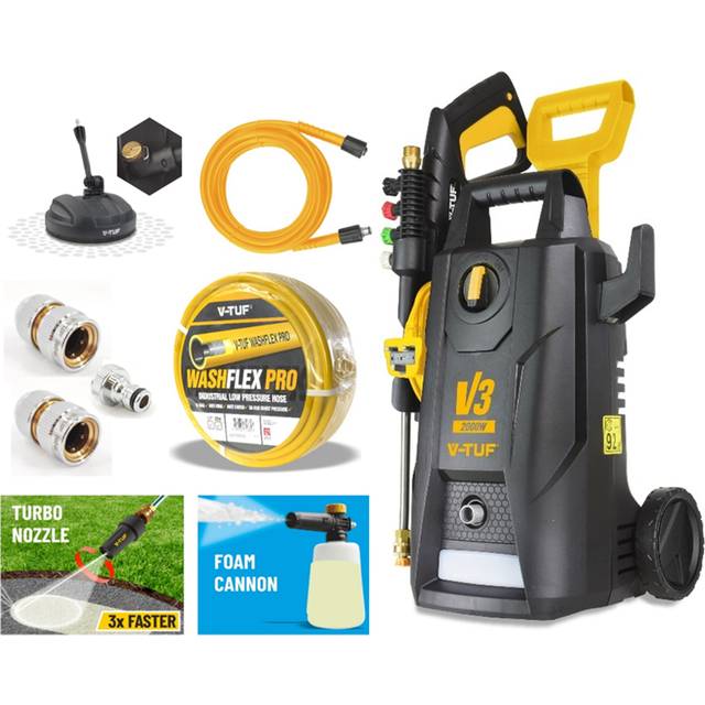 V-TUF V3-240 X2 DIY Portable Electric Pressure Washer 150Bar with Hose and Fittings - Multi