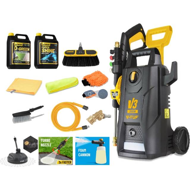 V-Tuf V3-240 X2 150Bar 7.5 Liter/min Pressure Washer Pro Patio & Car Cleaner - Yellow