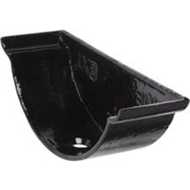 Cast Iron Beaded Half Round Gutter External Stopend - 100mm Black