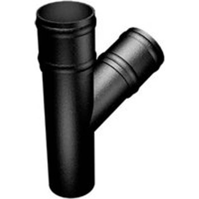 Cast Aluminium Round Downpipe Branch - 112 Degree x 76mm Black