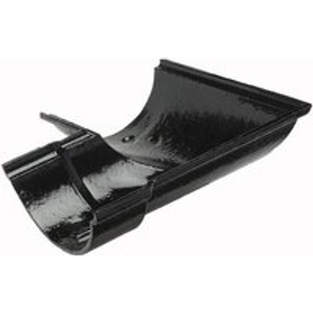 Cast Iron Beaded Half Round Gutter Left Hand Angle - 90 Degree x 100mm Black