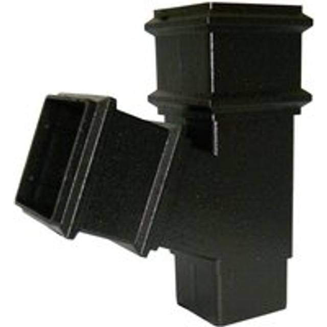 FloPlast Square Downpipe Branch - 67.5 Degree x 65mm Cast Iron Effect