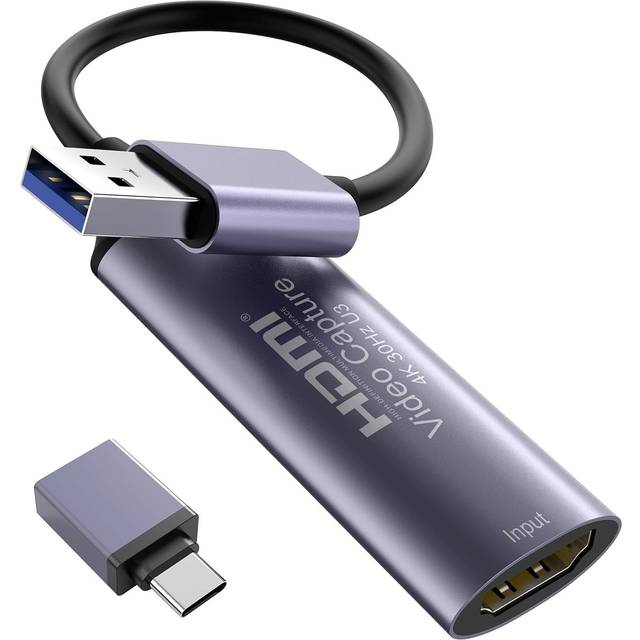HDMI 4K 30Hz till USB3.0 adapter för videoinspelning USB-A och USB-C