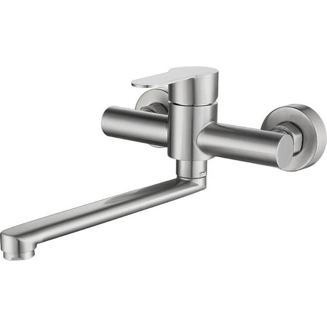 Cyslmuk - Wall Mounted Kitchen Faucet, Stainless Steel Wall Mounted Kitchen Mixer Tap, 360° Rotatable Kitchen Sink, Adjustable Hot and Cold Water,