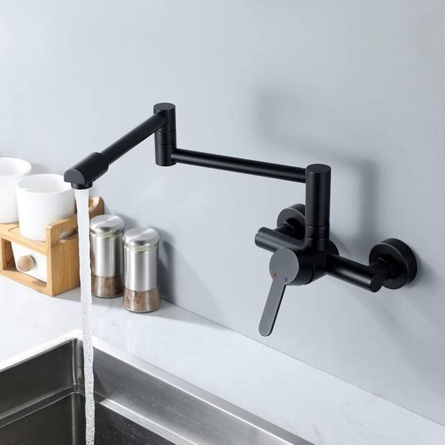 Wall Mounted Kitchen Faucet Kitchen Faucet Swivel Sink Faucet Single Handle Wall Mounted Kitchen Faucet - Black