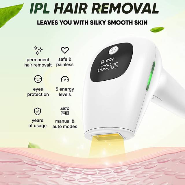 Hair removal system, permanent and painless hair removal device for face and body, flashing professional light epilator for hair