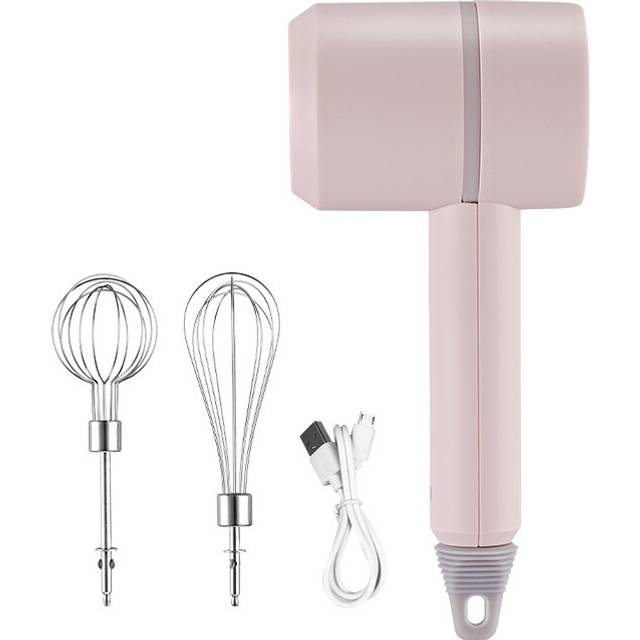 Electric Hand Mixer, Wireless Electric Hand Mixer, Portable Kitchen Blender Egg Whisk, With 2 Beaters-Pink