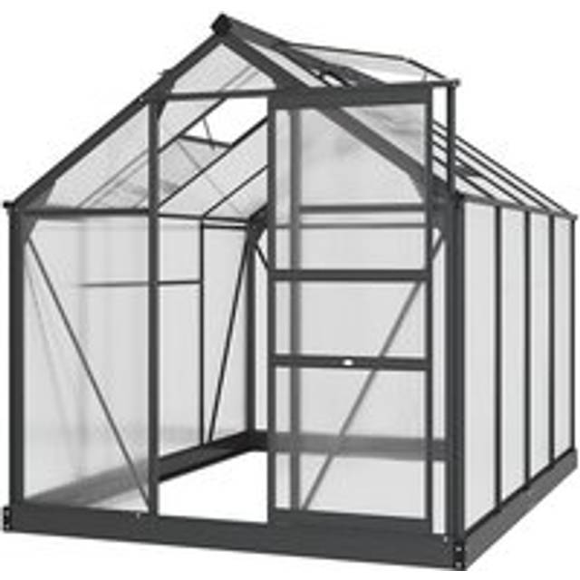 Outsunny Clear Polycarbonate Greenhouse Large Walk-In Green House Garden Plants Grow Galvanized Base Aluminium Frame With Slide Door