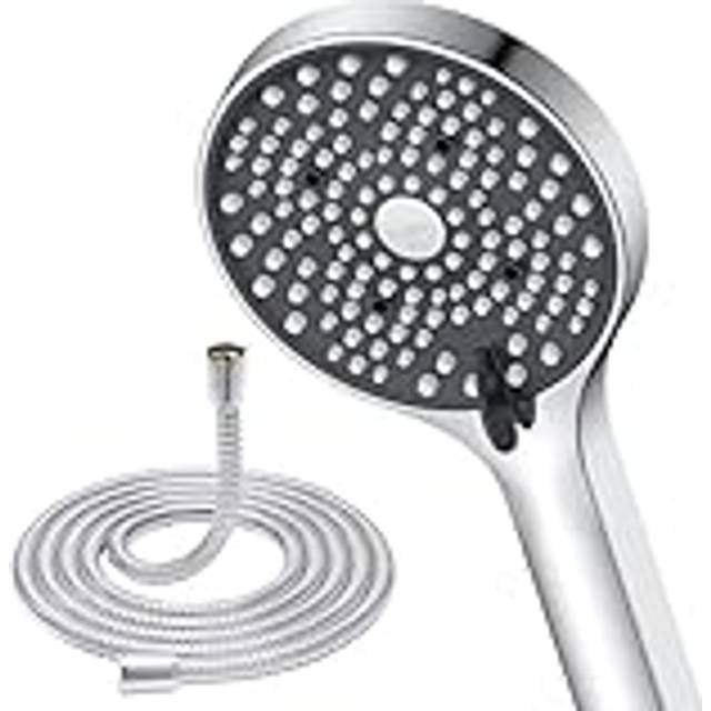 Shower Head and Hose 1.8M - 130mm Large Powerful Flow Shower Hose and Head High Pressure 6 Modes Pressure Boosting Handheld Showerhead for Low Water