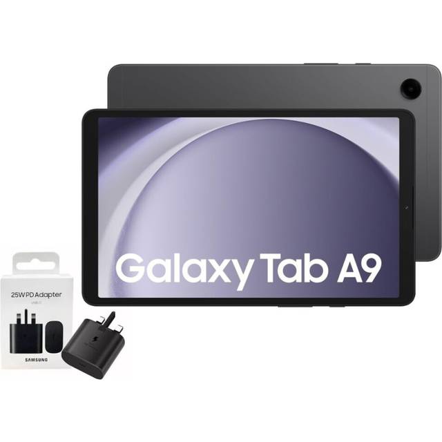 (Graphite) Samsung Galaxy Tab A9 64GB 4GB RAM LTE SM-X115 Unlocked to all Carriers, with official 25W UK Wall Charger (EP-T2510) Retail Pack.