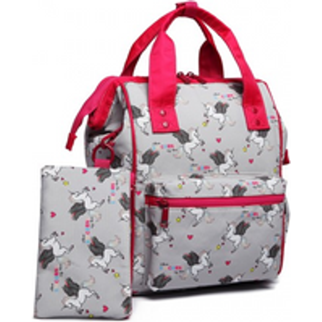 LB6896 - Miss Lulu Child's Unicorn Backpack with Pencil Case - Grey