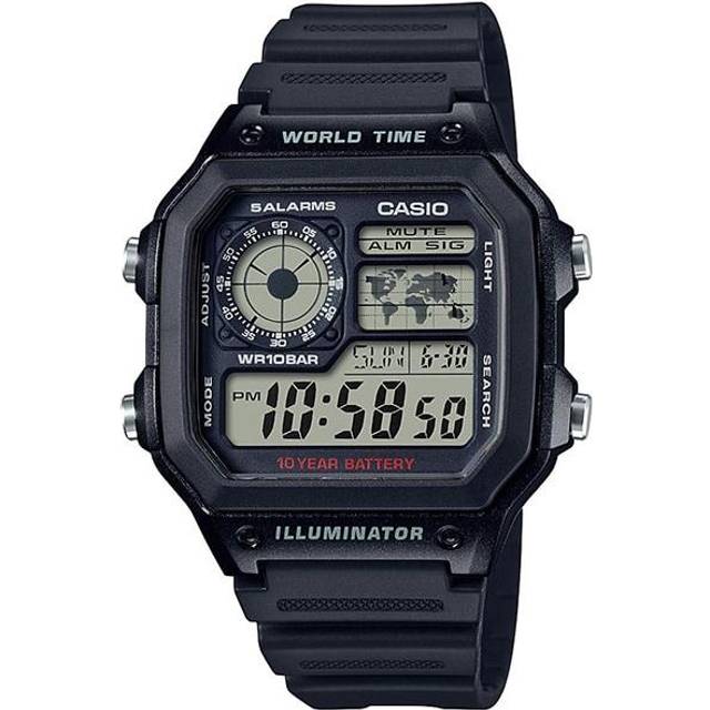 CASIO Men's AE-1200WH-1AJH [CASIO Collection AE-1200 Rubber Band] Square Watch Black Resin Digital