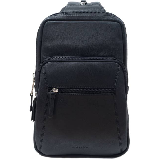 Men's Small Pebble Grain Leather Backpack - Caramel / One