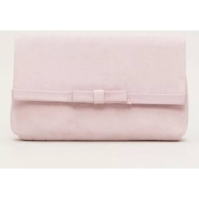 Phase Eight Grosgrain Suede Clutch Bag, Pink