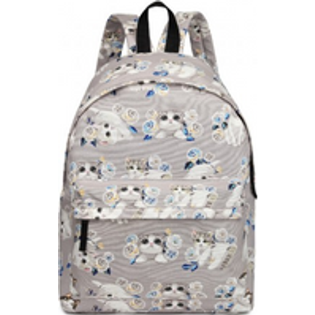 E1401-17CT - Miss Lulu Large Backpack Cat Polka Dot - Grey
