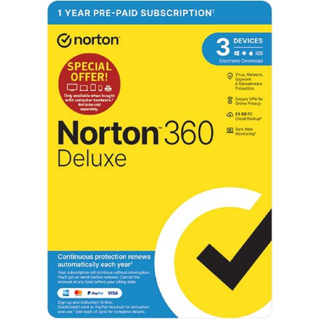 Norton 360 Deluxe Internet Security with VPN 3 Devices 12 Month Subscription