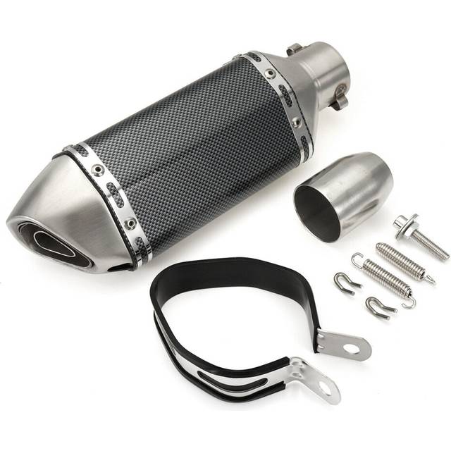 (Carbon + Stainless steel) 38-51mm Motorcycle Steel Short Exhaust Muffler Pipe With Removable Silencer Universal