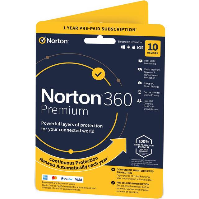 NORTON 360 Premium 10 Devices 1 year auto-renew subscription