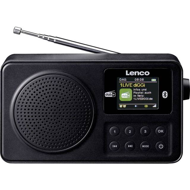 Lenco PDR-033BK Dab+/FM radio med Bluetooth - uppladdningsbar